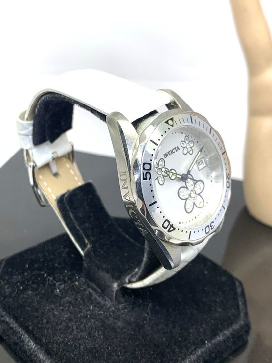 Invicta Women\'s Watch 12512 Angel Quartz Floral Dial White Leather Band 38mm main image 11
